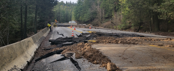 Active slides undercutting Idaho State Highway 5 near St. Maries