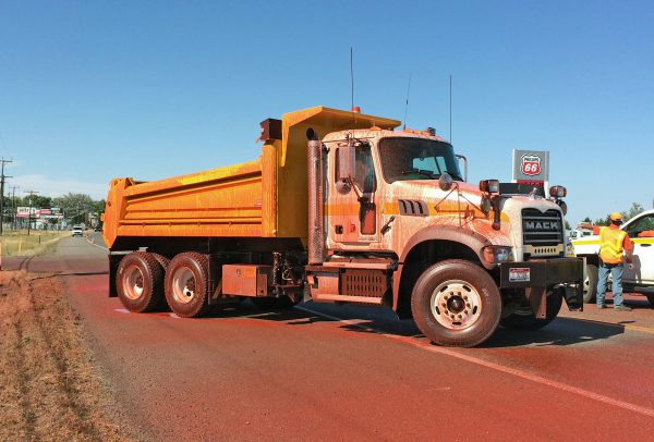 Truck coated in retardant