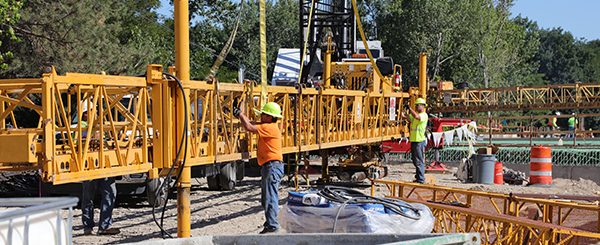 Crew works on bridge