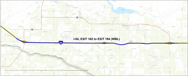 Westbound I-84 construction between Kimberly/Hansen and Ridgeway Road exits starts April 2