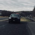 Cop car sits at entrance to Clearwater River Casino and Lodge in Lewiston.