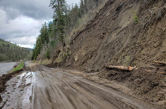 Some mud remains on US-12 between Kamiah and Greer.