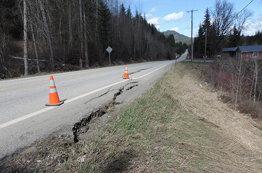 Cones show one slide on ID-57 north of Priest River.