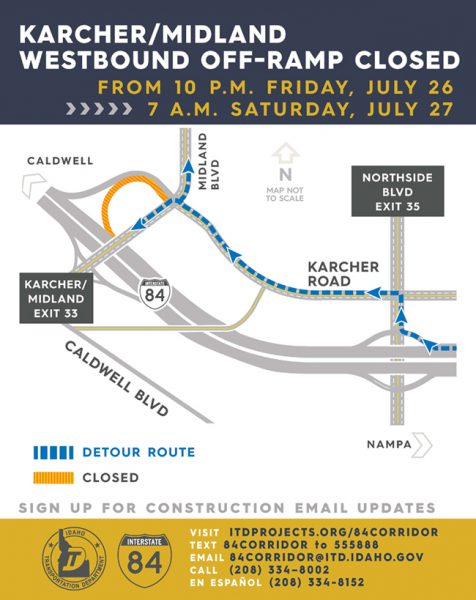 Detour map for WB Exit 33 closure