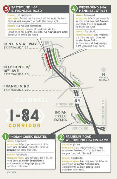 Map of proposed noise walls in Caldwell