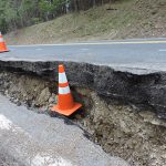 Slide damage at ID-97 at milepost 76.9 from April 2017.