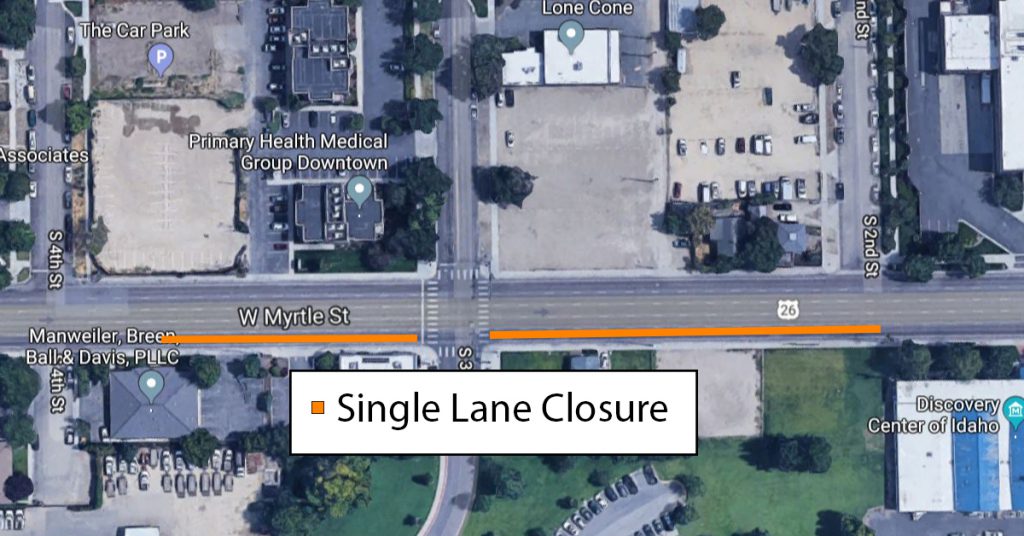 Ground depression prompts partial closure on Myrtle Street in downtown Boise