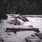 Picture of missing highway section on US-12 after Nov. 20, 1995 Noseeum Creek flooding.