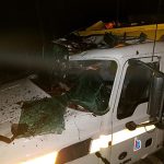 Plow truck damaged by a tree on ID-162 MP 21