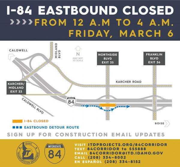 Map showing the detour on Northside Blvd.