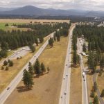 Drone shot of both exits for the Huetter Rest Area between Post Falls and CDA