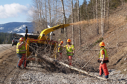 Crew removing brush on US-2 as an example of a short duration operation