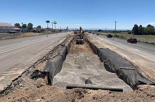 Image of median work on Interstate 84