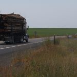 Log truck at top of the grade on US-95