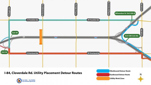 Detour route for cloverdale Road overpass closure