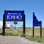 Image of Welcome to Idaho sign on US-93 at Nevada/Idaho border