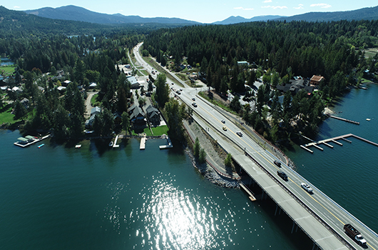 Drone shot of the southern end of the Long Bridge