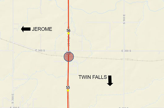 Map of railroad work on US-93 near Jerome