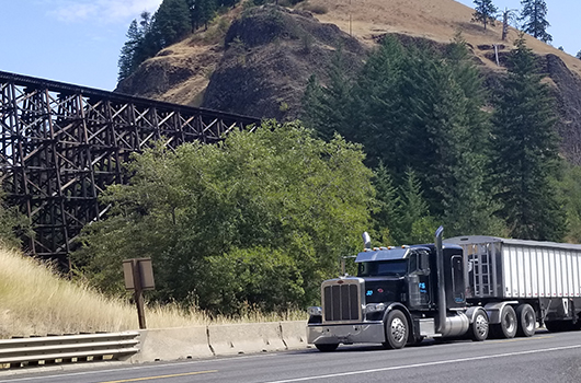 Truck passes through Culdesac Canyon