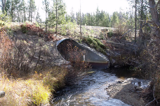 Image of culvert at SH-21 and Elk Creek west of Stanley