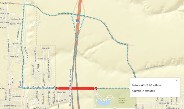 Diagram of Chubbuck Road detour