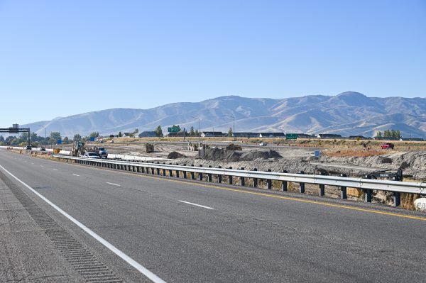 View of earthmoving equipment looking south near Pocatello Creek Exit