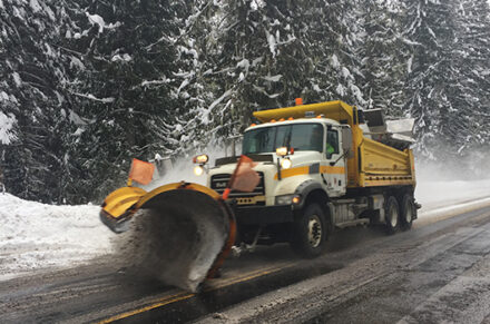 Plow clearing SH-6 near White Pine Campground