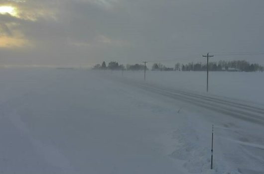 A snowy highway in East Idaho