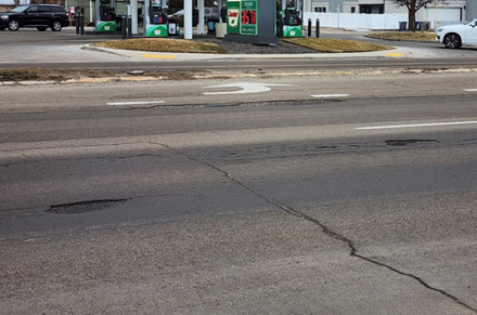 rutting and cracks in pavement