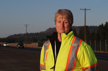 Photo of the first female foreman at ITD