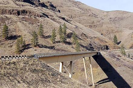 A side view of the US-95 White Bird Creek Bridge.