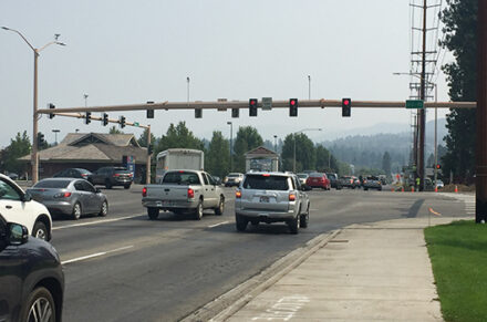 Vehicles passing through the US-95 and Prairie Avenue intersection