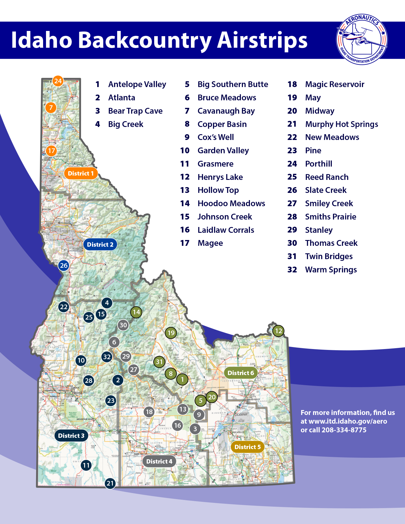 Idaho Backcountry Airports Map