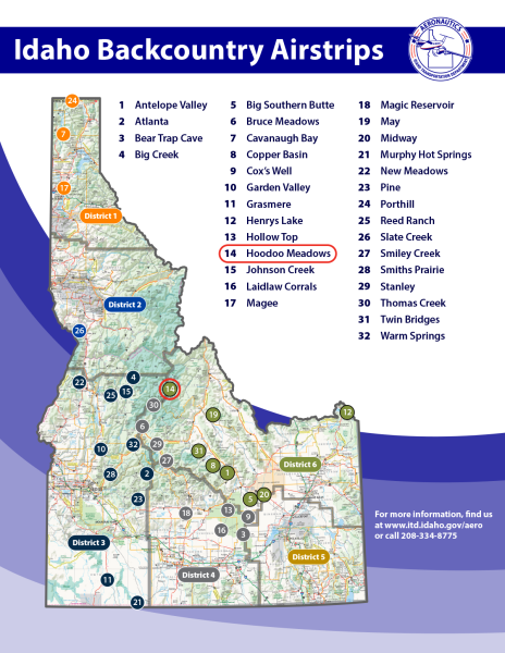Idaho Backcountry Airports Map & Hoodoo Meadows