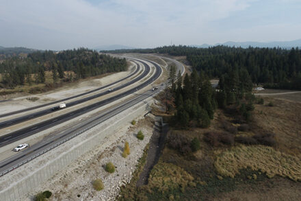 A highway curving off into the distance.