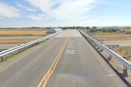 I-15 W 49th N overpass bridge north of Idaho Falls facing east