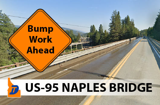 US-95 Naples Bridge roadwork repair graphic