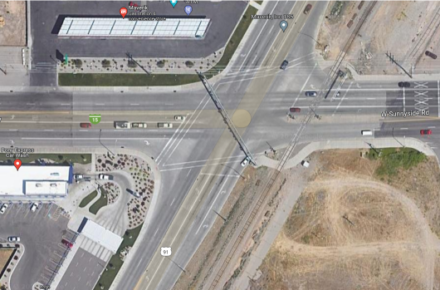 I-15 Business Loop Sunnyside Rd intersection aerial photo indicating coming closure for utility work