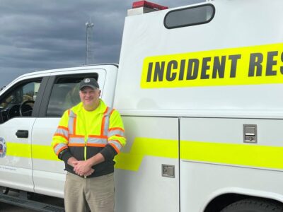 Shawn Denham next to his truck