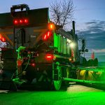 Bright green LED light on wing plow
