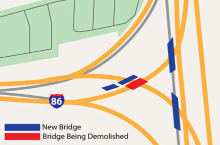 Map showing new bridge locations.