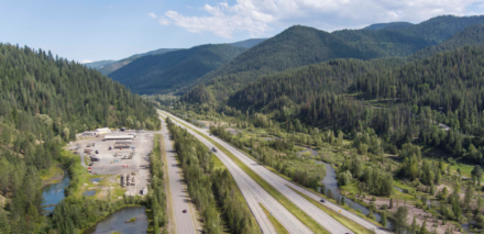 Interstate 90 at the Big Creek interchange, looking east.
