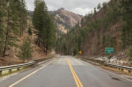 The SH-14 South Fork Clearwater bridge near milepost 8.68.