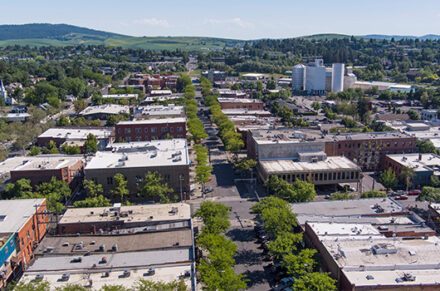 Aerial view of US-95 highway through Moscow.