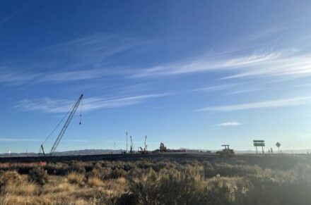 Construction equipment in the distance