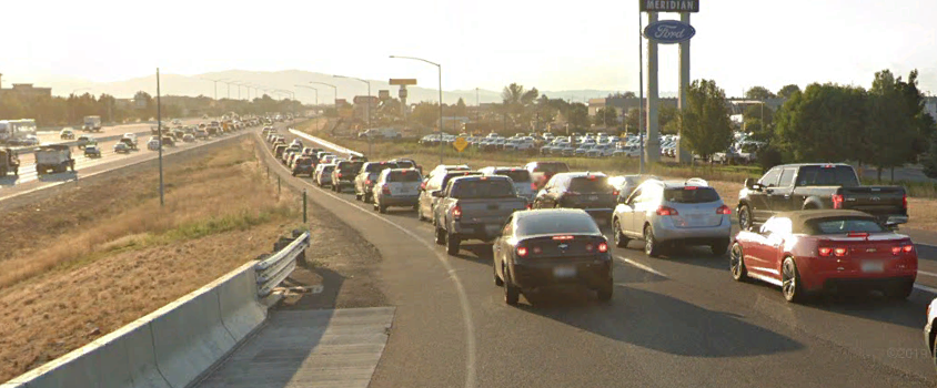 The morning commute traffic backed up on Meridian on-ramp.