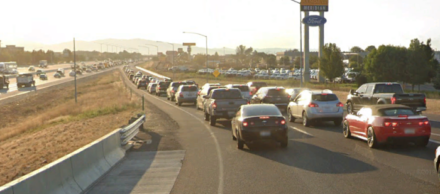 The morning commute traffic backed up on Meridian on-ramp.
