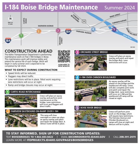 Five bridges on I-184 will be under construction beginning on Monday 6/21/2024