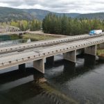 View of the bridges on I-90 over the Coeur d'Alene river near Cataldo