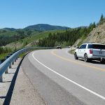 Cars traveling along Idaho State Highway 31, part of the detour route while Wyoming Highway 22 over Teton Pass is closed.